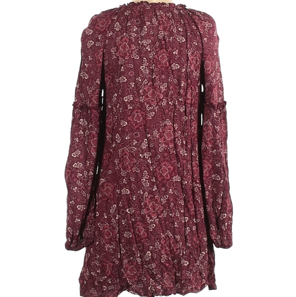 Hinge Red Mixed Floral Print Peasant Dress NWT - Picture 7 of 8